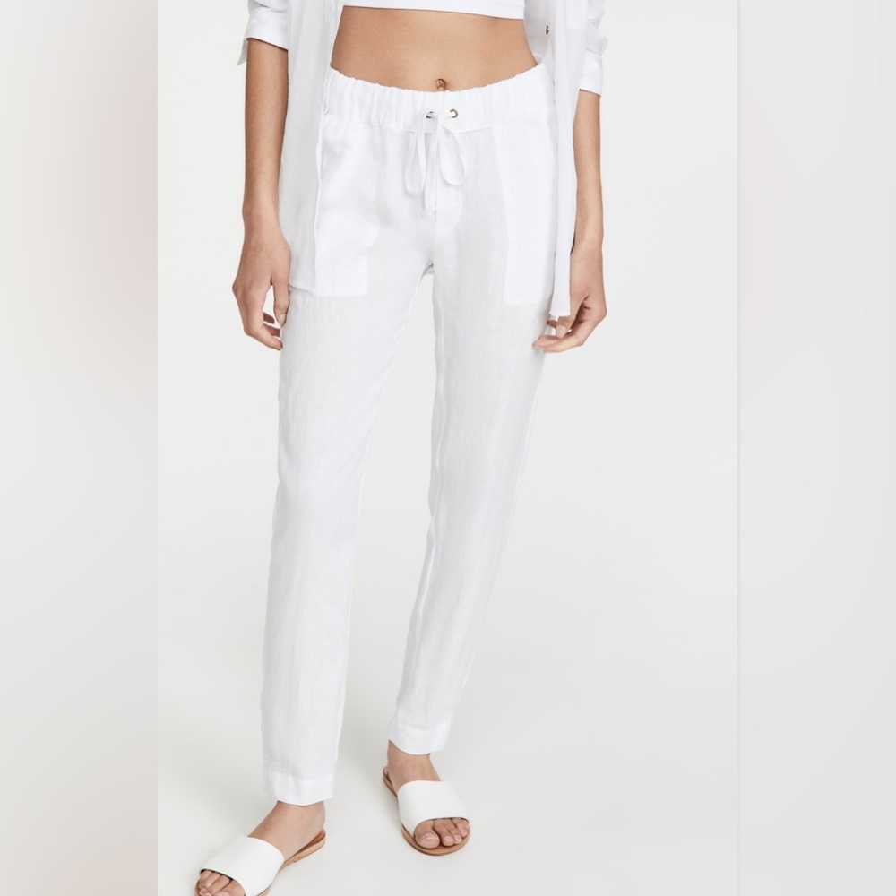 Enza Costa Dark Blue Linen Drawstring Pants - XS